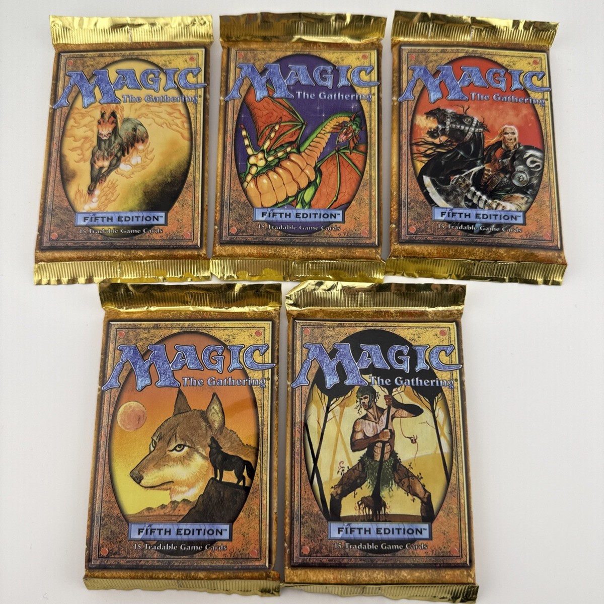 MTG 5th Edition Factory Sealed Five Booster Packs Full Art Set