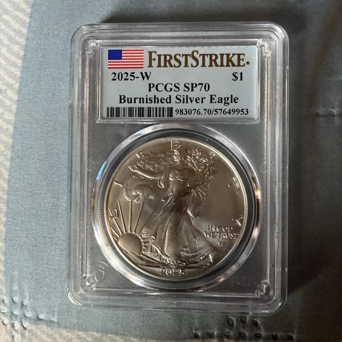 2025-W $1 American Silver Eagle Burnished SP70 First Strike PCGS