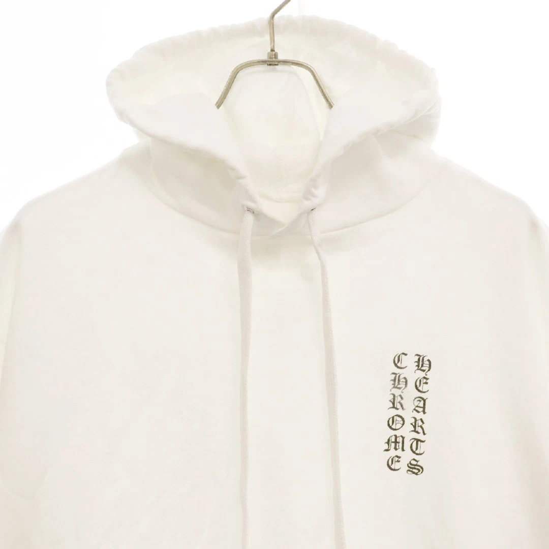 Felpa con cappuccio pullover Chrome Hearts SWTSHRT PLVR manica stampa inglese bianca usata bf82c