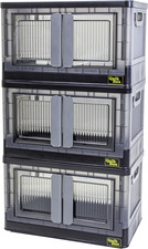 8.4 Gallon Stackable Storage Bins with Lids  Wheels - 3 Pack Black
