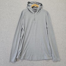 Under Armour Pullover Men's M Gray 1/4 Zip Long Sleeve Fitted Threadborne Hooded