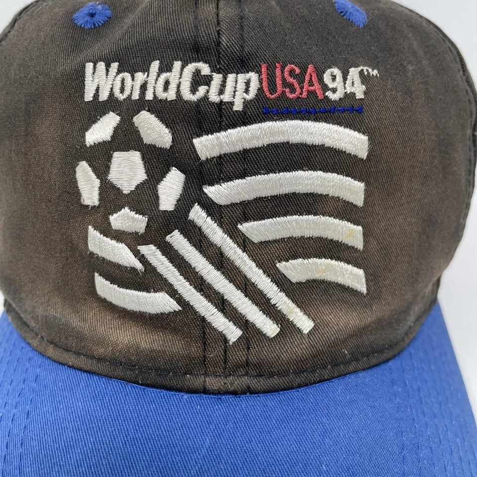 Vintage World Cup USA 1994 Hat Cap Snap Back Black Blue Soccer FIFA Faded 90s - Image 2 of 4
