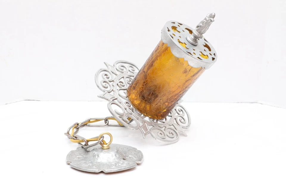 Lámpara colgante vintage Art DECO renacimiento español pedante lámpara ámbar- Foto 2 de 4