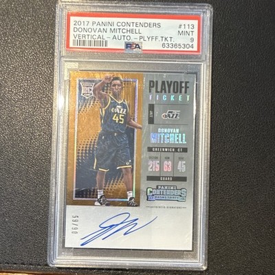 Panini 2017-18 Contenders Donovan Mitchell RC Auto Playoff Ticket #113 PSA /65