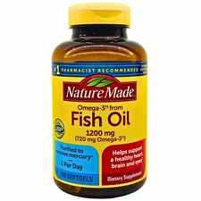 Nature Made Fish Oil 1200 mg 100 Softgels Omega-3 Heart Support – New