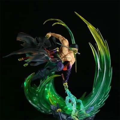 Custom Make One Piece Roronoa Zoro Swordsman LED Lights Action Figure Statue New