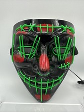LED EDM Glow Mask 3 Modes Wire Light Up Costume Party Black GREEN Halloween