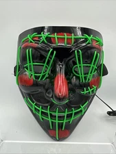 LED EDM Glow Mask 3 Modes Wire Light Up Costume Party Black GREEN Halloween 
