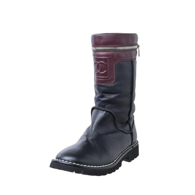 CHANEL G265 Coco Cocoon Zip Leather Boots Black CHANEL