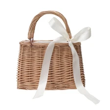 Valiclud Women's Retro Summer Hand Woven Fruit Basket Straw Tote Bag, White