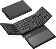 Foldable Bluetooth Keyboard, Portable Full Size Folding Keyboard with Black