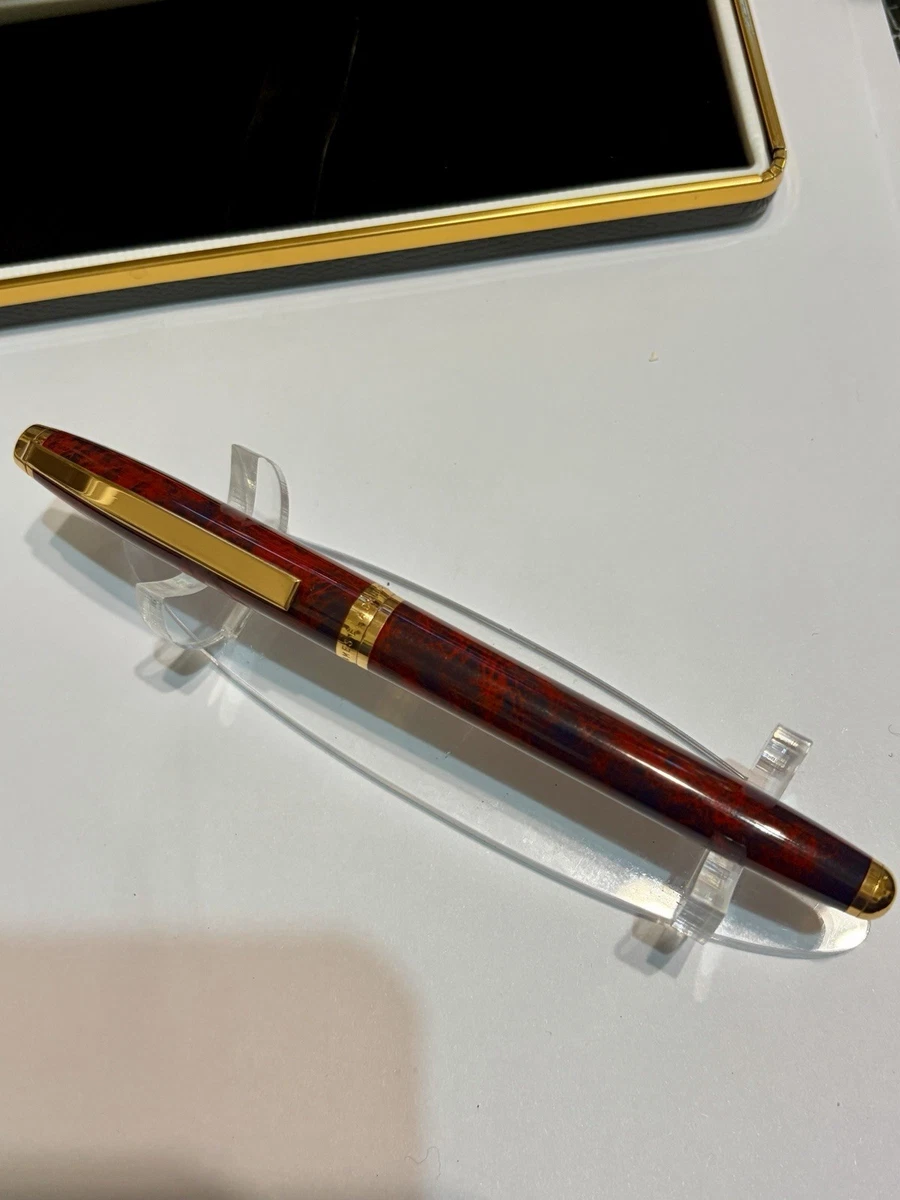 Vintage James Blackmore Marbled Red Fountain Pen - Gold Trim - 14K Nib - RARE!