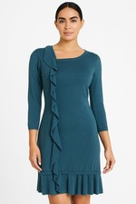 RED Valentino Wool Blend Ruffle Sweater Dress Teal size *XS