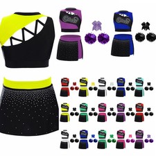 Girls Outfits Show Cheerleading Jazz Set Stage Performance Cheer Leader Team