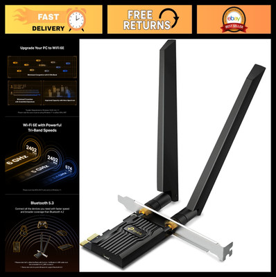 WiFi 6E Tri-Band PCIe Card, AX210 AXE5400, High-Speed Wireless Adapter for Deskt