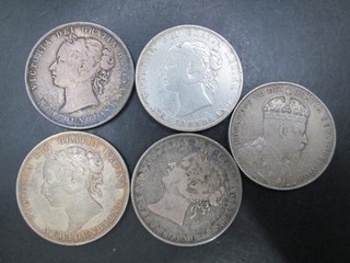 1800's New Foundland Canada Silver 50 Cents Coins _ Lot of 5