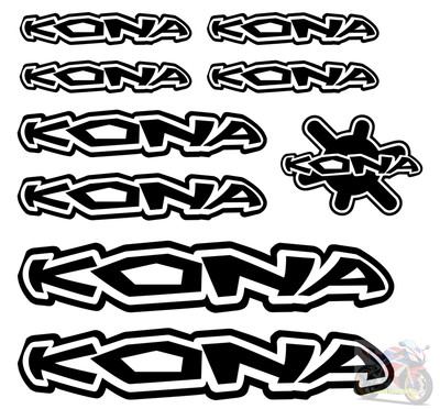 9 Stück Kona Aufkleber Sticker Set für Fahrrad Mountainbike Rahmen Gabeln Logos etc MTB