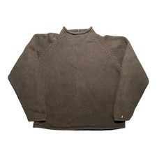 Vintage J Crew Sweater Mens L Cotton Roll Neck Heavyweight Fisherman Gray