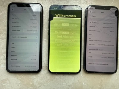 Apple iPhone 13 128GB Grün, iPhone 12 64GB Mitternacht, iPhone 11 64GB Schwarz - Bild 1 von 4