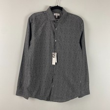 Calvin Klein Slim Fit Button Up Shirt Size Medium Gray Pattern Long Sleeve