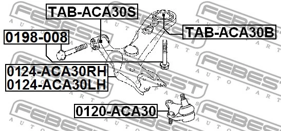 FASTENING BOLT, CONTROL ARM FOR LEXUS TOYOTA TOYOTA (FAW) FEBEST 0198-008 - Image 3 of 4
