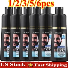 Mokeru Men Black Beard Hair Dye Color Shampoo Permanent Darkening Hair Coloring