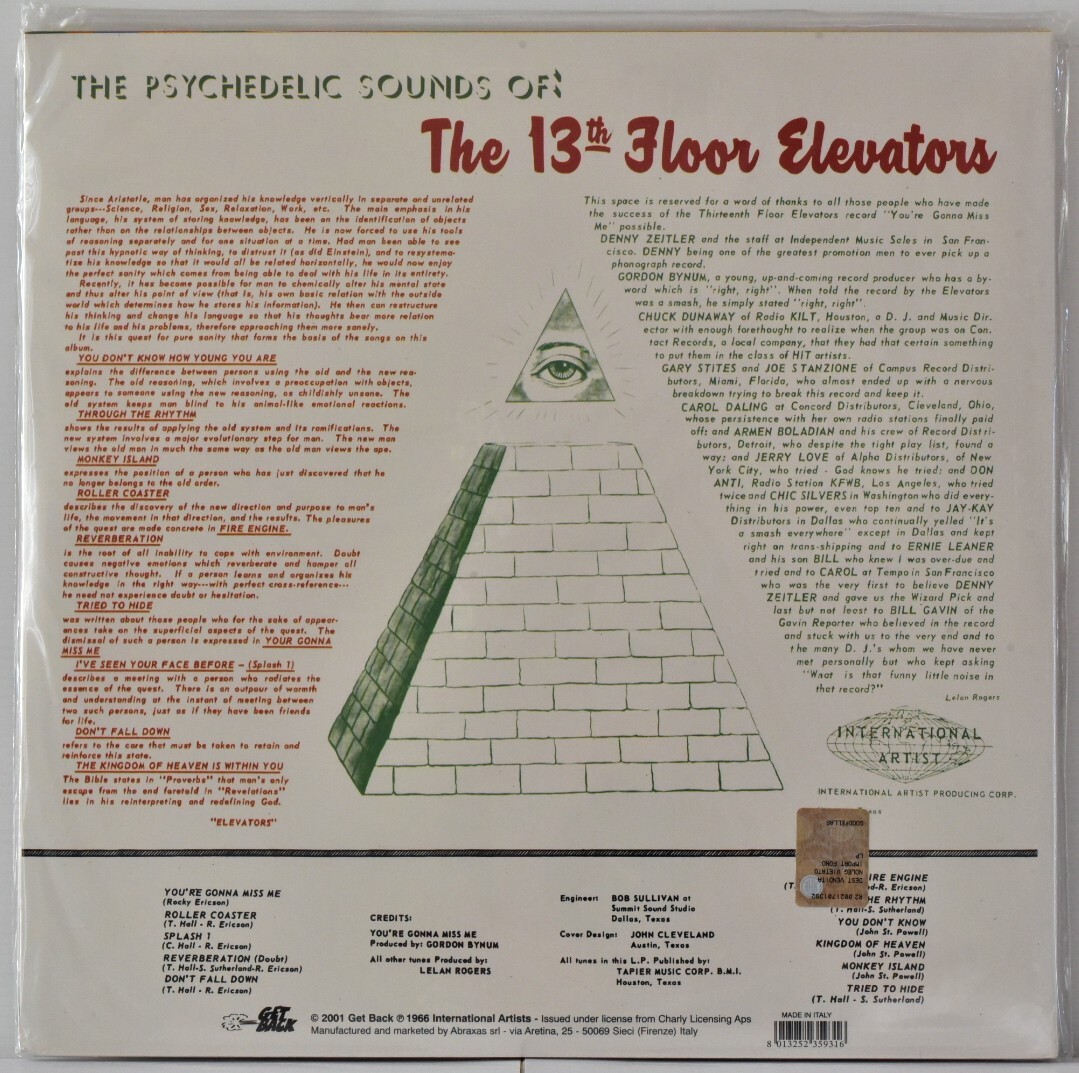 GET BACK GET593 ITA 2001 THE 13TH FLOOR ELEVATORS Psychedelic