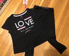 Justice Wonder Nation Lot Of 2 Shirt Leggings Size:6/6X/7/8 EUC/NEW/NWT