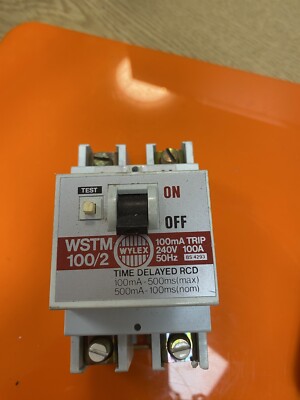 WYLEX 100 AMP 100mA 500mS DOPPELPOLIG ZEITVERZÖGERT RCCB RCD WSTM100/2