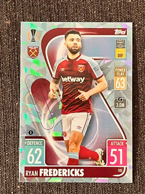 CARD TOPPS MATCH ATTAX 2021/22 RYAN FREDERICKS WEST HAM PARALLELE METAL #105