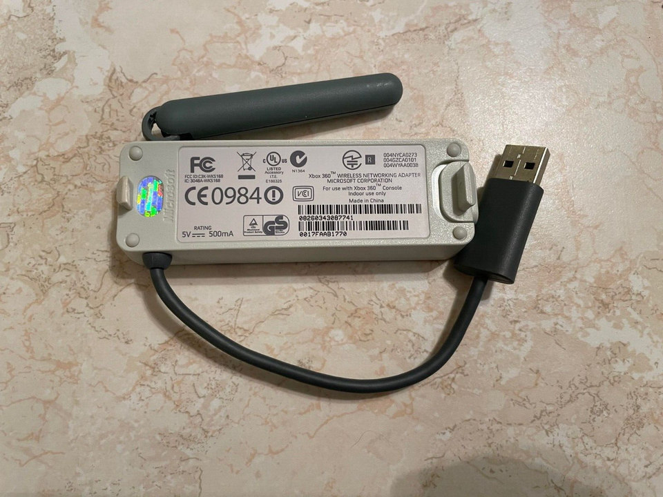 Official Microsoft XBOX 360 Wireless Network/WiFi Adapter White Tested