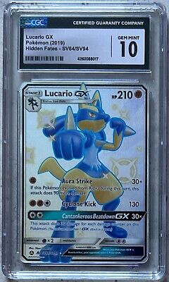 Pokémon Lucario GX SV64/SV94 Shiny Full Art Hidden Fates - PSA 10 Gem Mint