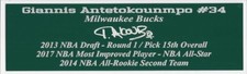 Giannis Antetokounmpo Autograph Nameplate Milwaukee Bucks Basketball Jersey 