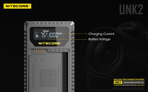 Nitecore UNK2 Dual-slot USB Battery Charger for Nikon EN-EL15 - Picture 13 of 20