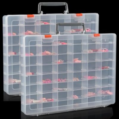Udefineit 2 Pack Large 48 Grids Clear Plastic Organizer Boxes with Adjustable...