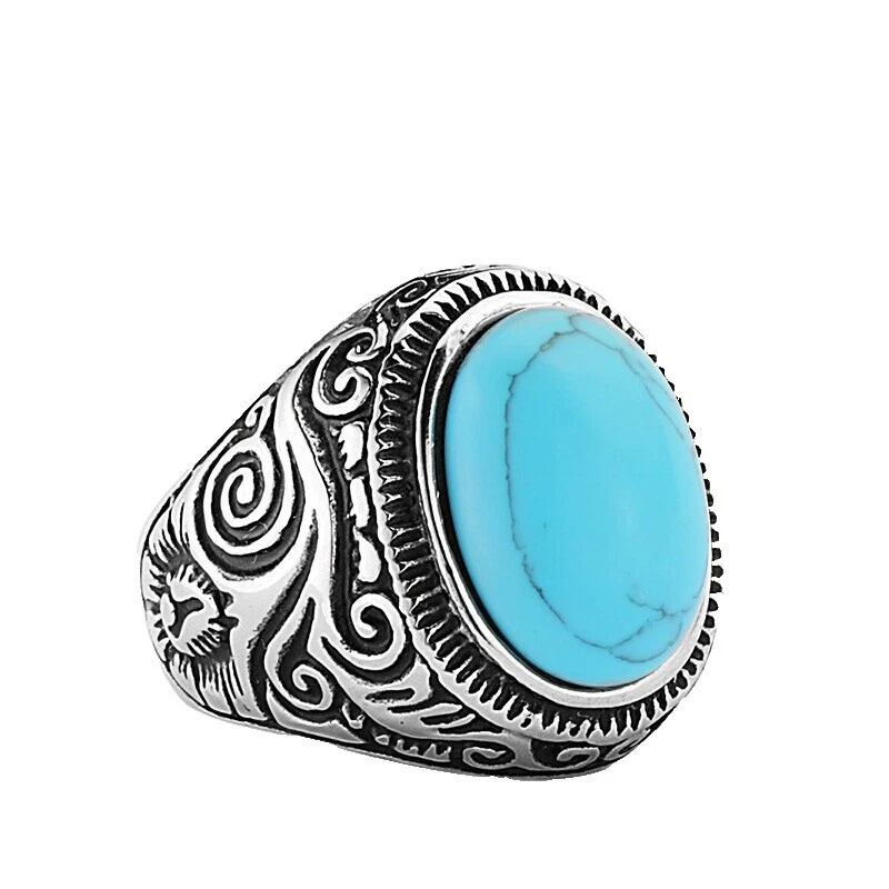 Anillos de Acero Inoxidable de Moda Punk Turquesa