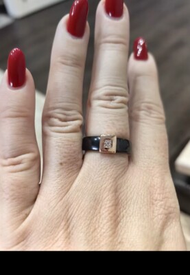 Heißer schwarzer Keramik Ring für Damen Mode Roségold