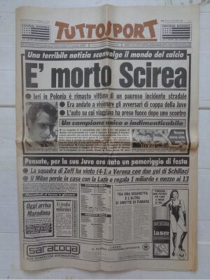 E' MORTO SCIREA - GIORNALE TUTTOSPORT - LUNEDI 4 SETTEMBRE 1989 - RARO -  LEGGI | eBay