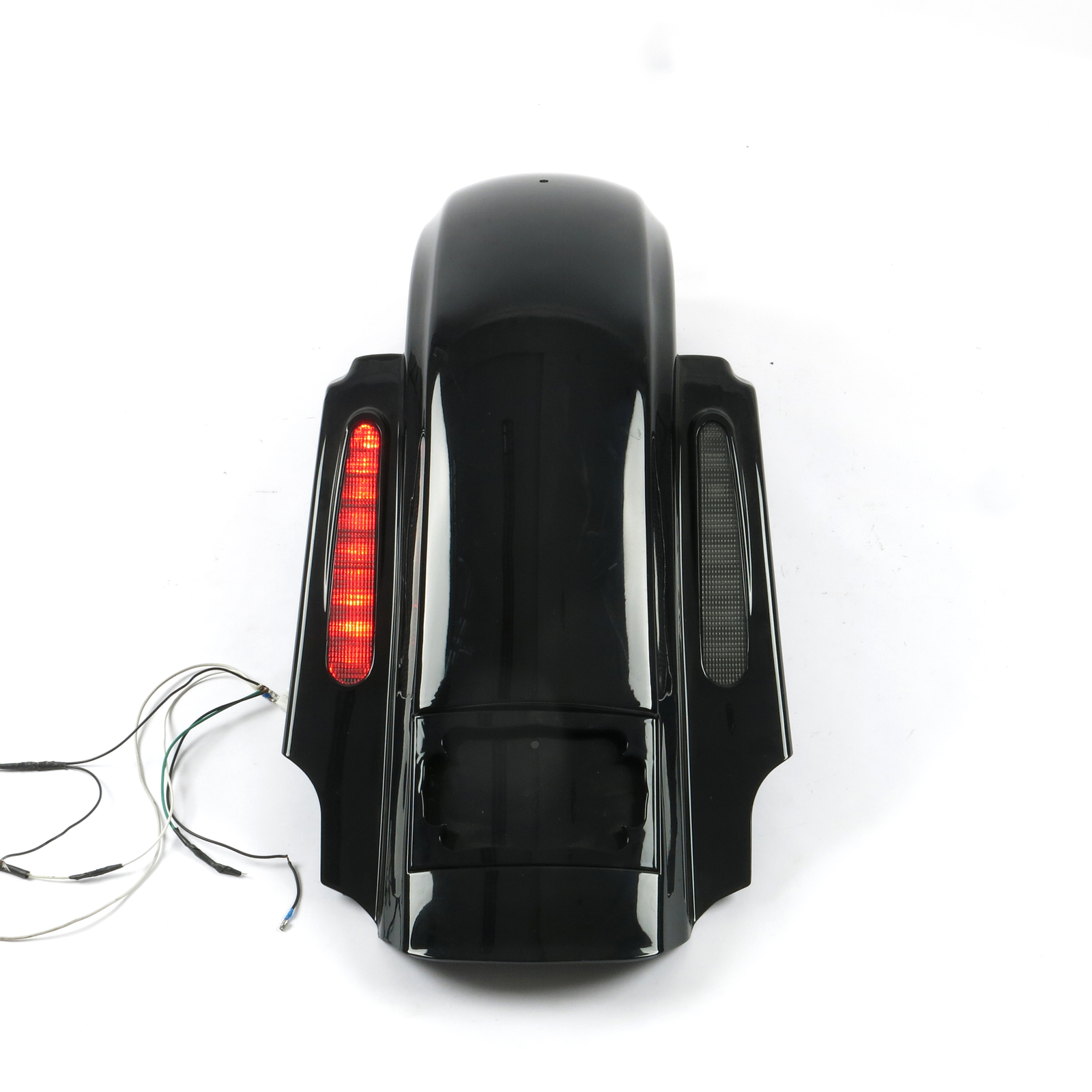 Dual Cut CVO Stretched Rear Fender w LED + Wire Harness For 14 up ...