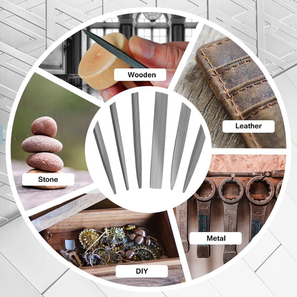 6Pcs Assorted Steel Rasp Needle File Wood Hand Tool Sets Woodworking Grinding