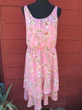 A NEW DAY Midi Dress Women Size Small Pink Floral Sleeveless Asymmetric Lined