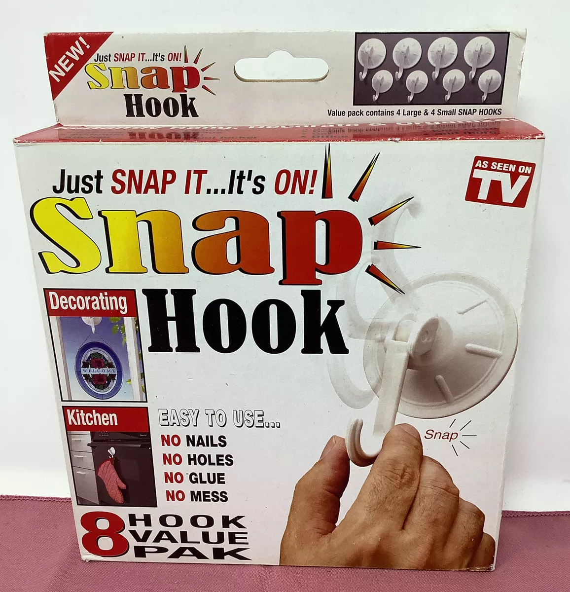 Home Office: Snap Hook Heavy Duty Suction Hooks 8pc ( as seen on tv ) ONTEL  NOS