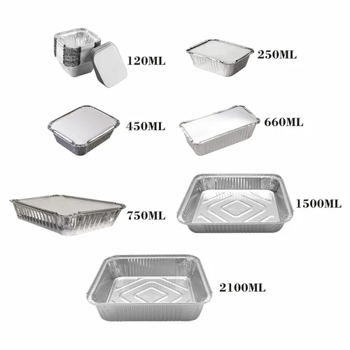 100 OR 200 Aluminium Foil Containers with Paper Lids Takeaway BBQ Food Storage - Picture 1 of 49