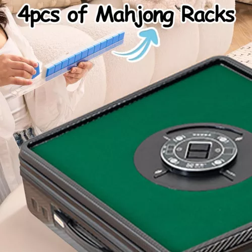 Portable Mahjong Machine Travel Pusher Automatic Mini-Mahjong Table w/Rack Black - Picture 5 of 11