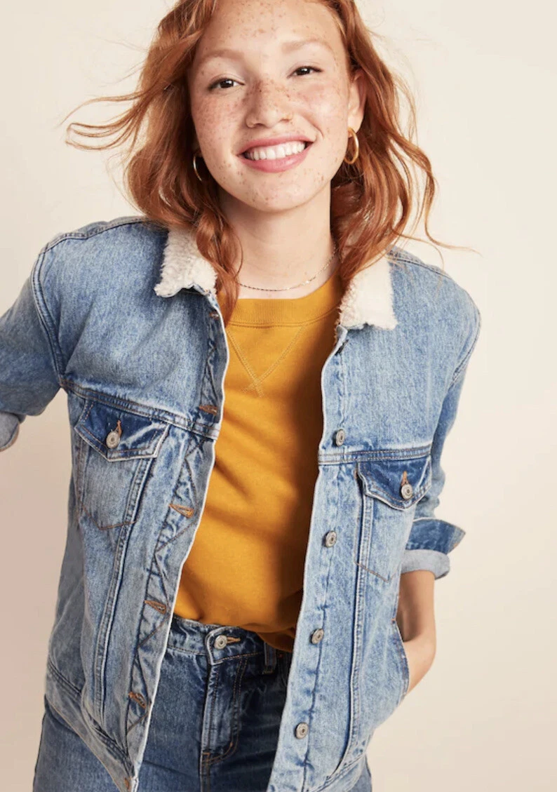 Old navy sherpa lined denim jacket discount