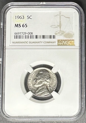 1963 Jefferson Nickel NGC MS-65, Buy 3 Items, Get $5 Off!!