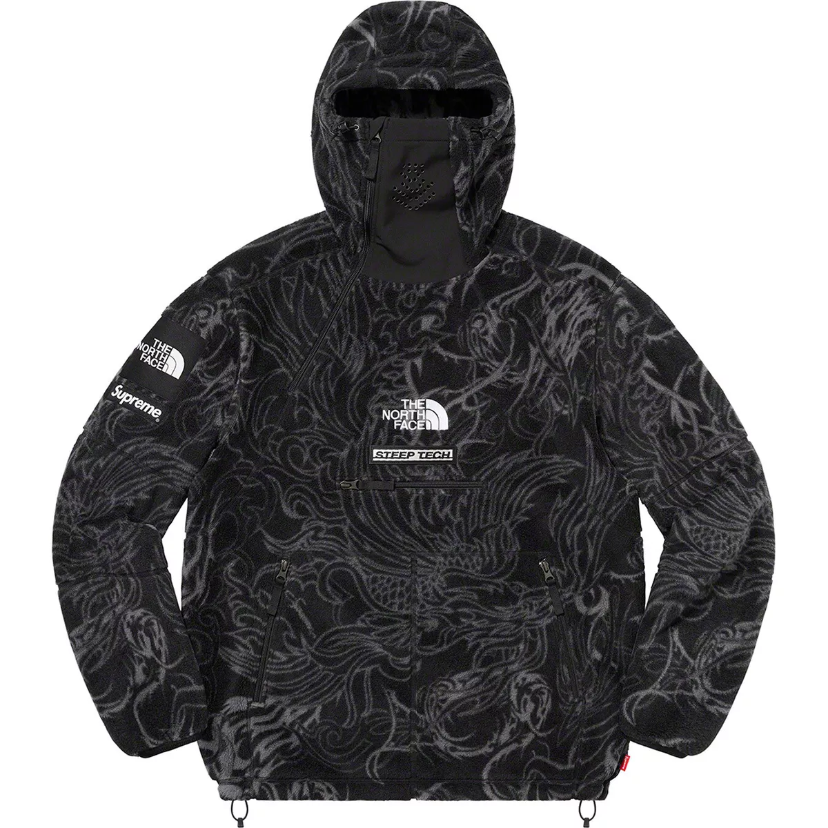 Supreme®/The North Face® Steep Tech Fleece Pullover Black Dragon Size XL