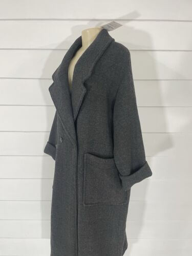 New Zara Women Gray Wool Blend Long Sleeve Oversized Coat Pockets size L - Picture 7 of 16