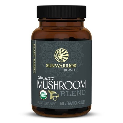New-SunWarrior Be-Well Organic Mushroom Blend USDA Organic Vegan Capsules 60ct