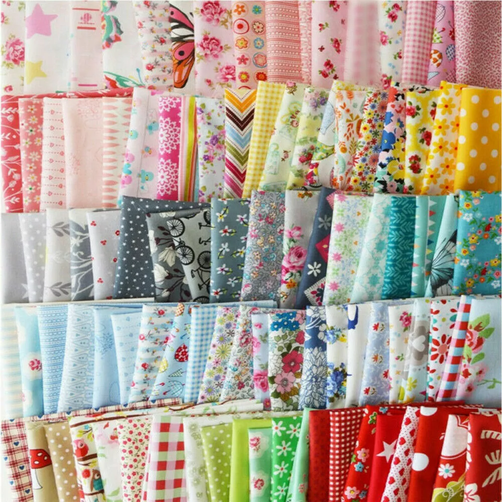 300 Pcs 4 x 4 (10 cm x 10 cm) Precut Cotton Craft Fabric Bundle Squares  Floral Patterns Sewing Quarters Bundle Quilting Fabric DIY Material for